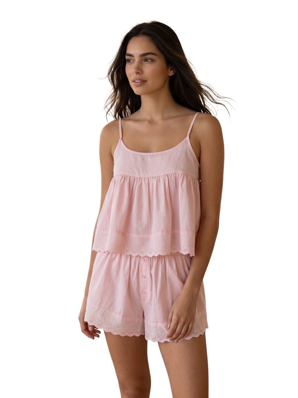 Papinelle Millie Broderie Pink 100% Cotton Pajama Set Cami & Boxer Shorts NWOT 🌸